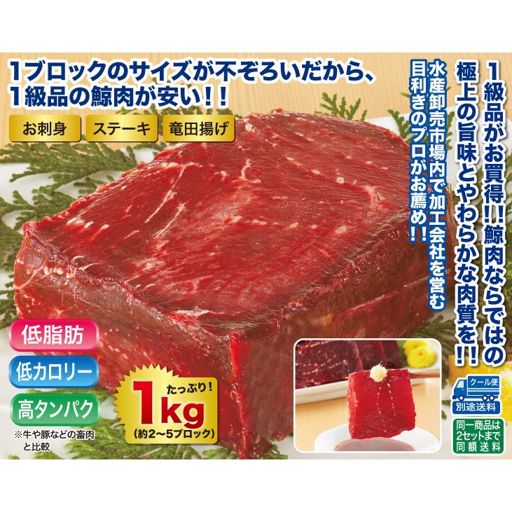 ミンク鯨赤肉 1級 ブロック1kgセット 生食用