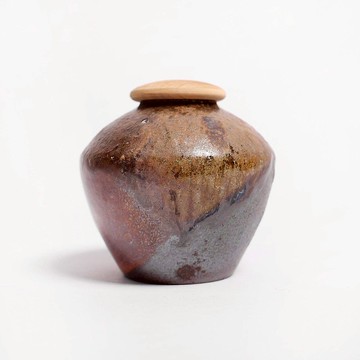 明芽窯 l柴燒重落灰志野茶罐 0816-18 H2