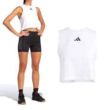 Adidas Boxy Tank 3S 女款 白色 慢跑 吸濕 排汗 國際碼 運動 休閒 背心 JJ3496