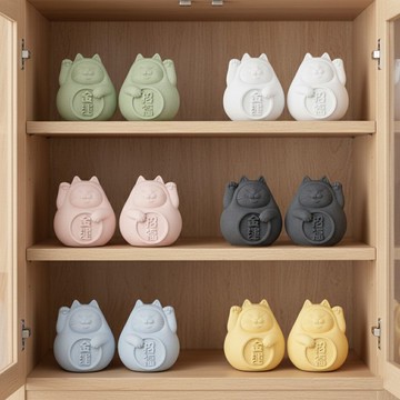 【辦公室祈福擺件】胖胖招財招福貓一對(小)