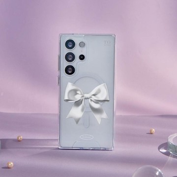 緞光蝴蝶結防摔透明SAMSUNG手機殼