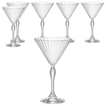 Bormioli Rocco 美國 '20S 復古雕紋馬丁尼杯 Speakeasy Specific Blown Barware 24.5 cl  6入  10.8 x 18cm  1組