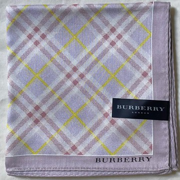 復古 Burberry 紫色 Nova Check 手帕 頭巾 方巾 全新附標