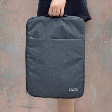 輕便防撥水手提包16吋（電腦包/筆電包/螢幕包/多夾層） 淺灰色