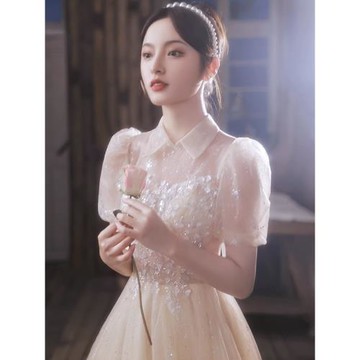 晚禮服女2025新款仙氣藝考禮服短款氣質女生日公主裙主持人連衣裙