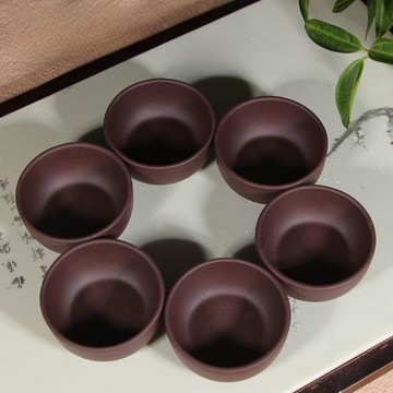 宜興紅紫泥純手工紫砂品茗杯小茶杯客人杯6只裝功夫小號茶碗8茶具