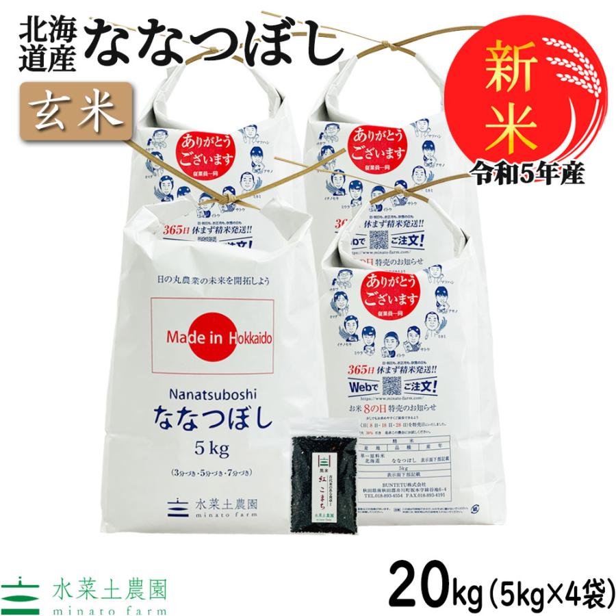 新米 米 お米 玄米 ななつぼし 20kg （5kg×4袋） 令和5年産 北海道産