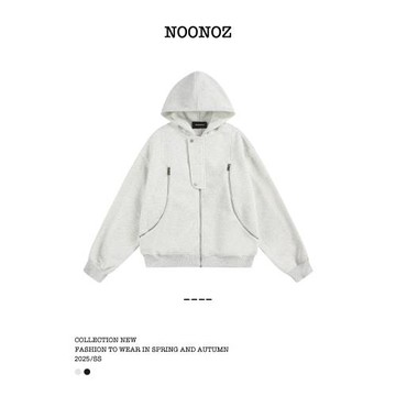 NOONOZ美式街頭解構多拉鏈連帽開衫衛衣男女寬松潮牌設計感外套