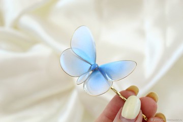 簪 髮飾 蝴蝶 藍色蝴蝶 水晶蝴蝶 透明蝴蝶