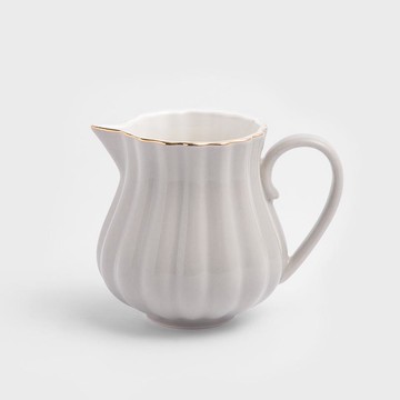 【WAGA】 法式 金瓣夢遊 250ml 陶瓷奶罐｜銀灰│單品