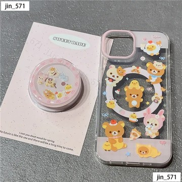 輕鬆熊 可愛小鷄支架磁吸手機殼S25Ultra 保護 iPhone16 蘋果防摔殼 i15/i14 三星 A55/S24