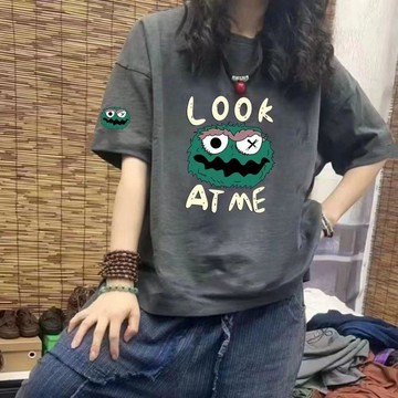 台灣现貨 100%純棉短袖 夏季上衣 大尺碼 T 恤 大碼女裝 純棉 T 恤 女生上衣 寬鬆 T 恤 寬鬆上衣 寬鬆顯瘦