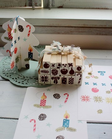 冬季小郵票套裝 帶有變成樹的卡片