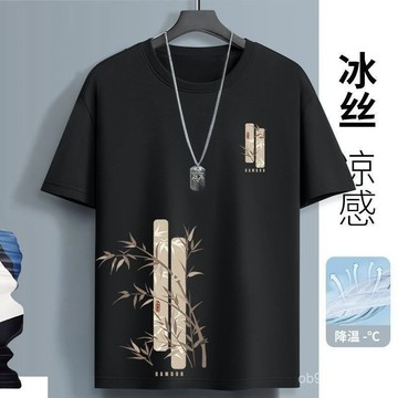 🔥臺灣出貨🔥中國風短袖夏季2025國潮半袖新款寬鬆圓領速幹男士薄款體恤上衣