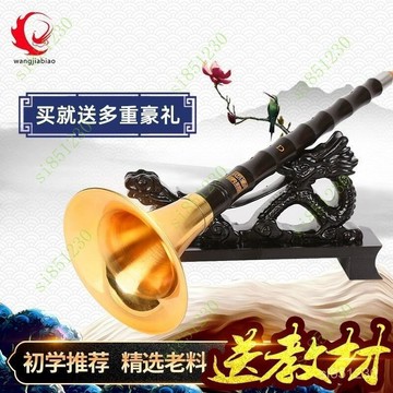 臺灣出貨  嗩吶樂器百鳥朝鳳民族樂器黑檀烏木初學者成人兒童大小號精緻全套