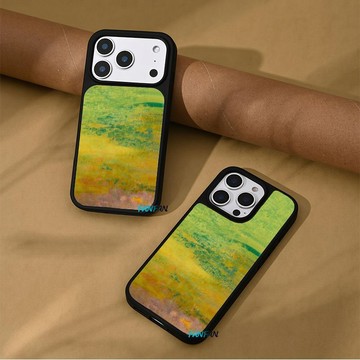 ✨iPhone手機殼✨ins新中式淺春綠色田野藝術適用蘋果iPhone17promax手機殼16pro