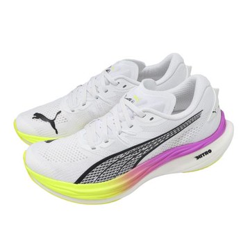 Puma 慢跑鞋 Deviate Nitro 3 男鞋 白 黃 紫 氮氣中底 碳板 輕量 運動鞋 309707-16