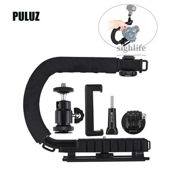 PULUZ U 形便攜式手持攝像機支架視頻手柄 DV 支架 C 形斯坦尼康穩定器套件適用於所有單反相機和家用 DV 攝像