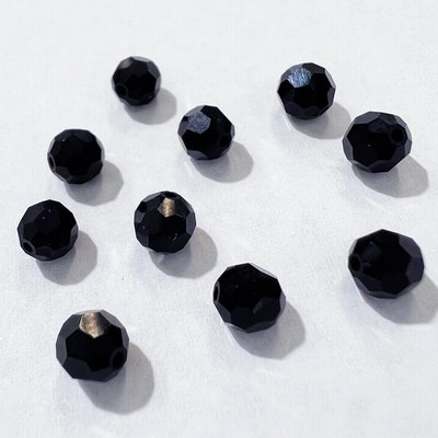 【在庫大特価】高品質ガラスカットビーズ ダイヤ型 5mm ジェット 10個入り【KN】【MI】クリスタルガラス アクセサリー ビーズ手芸