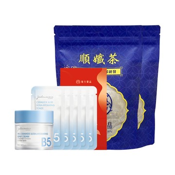 【順暢保水獨售組】10%神經醯胺保濕修護霜50ml+神經醯胺B5保濕化妝水2mlｘ5+翰方御品 順孅茶(7入)ｘ2+瞬暢凍(10入)