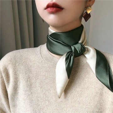 【網紅爆款】韓版新款小絲巾拼色方巾春秋百搭文藝裝飾領巾洋氣優雅發帶頭巾女