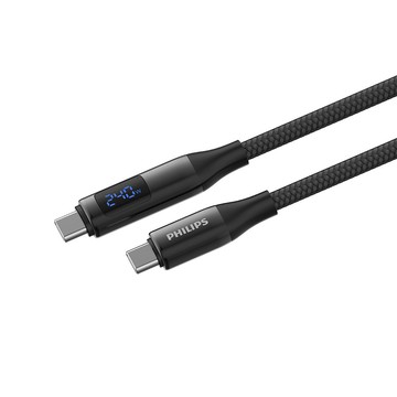 Philips飛利浦 CtoC 240W 大功率PD數位顯示編織快充線DLP4582/83 廠商直送