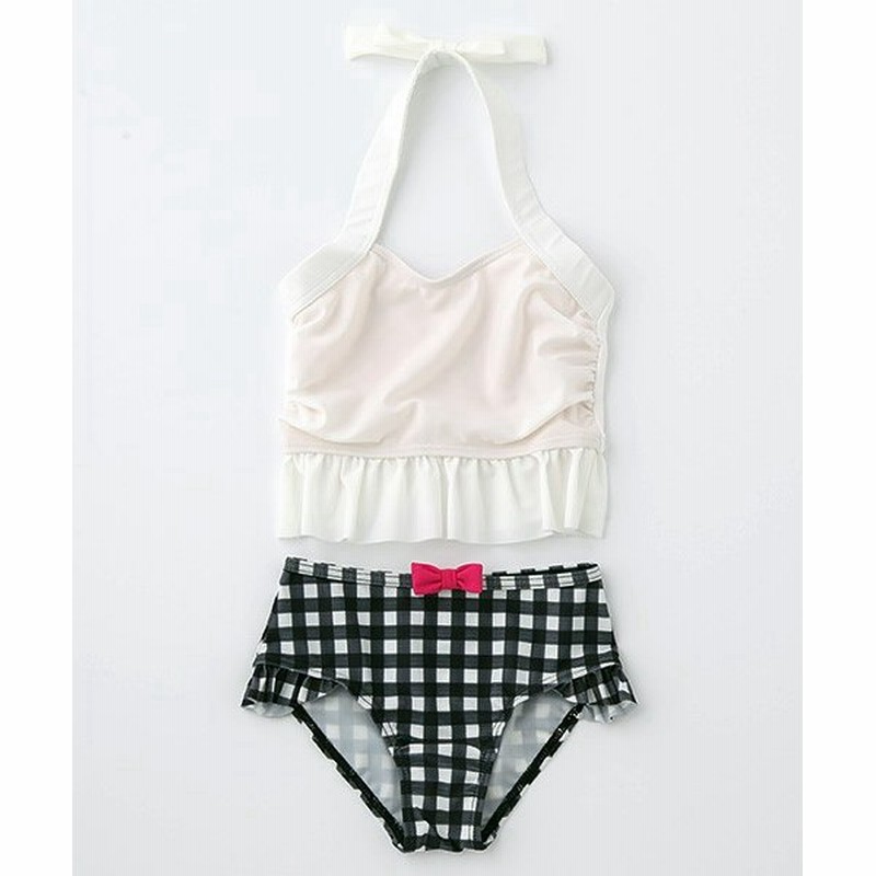 Petit Main プティマイン 無地 柄フリルつきタンキニ水着 通販 Lineポイント最大0 5 Get Lineショッピング