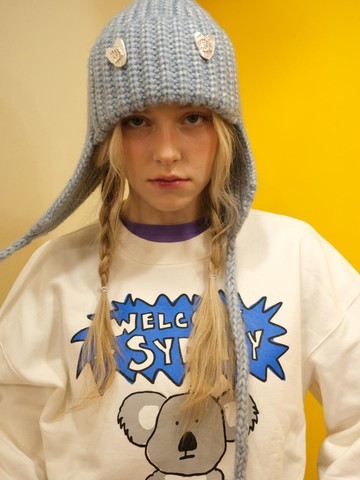 Heart Logo Wool Blend Bonnet [Blue]