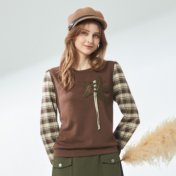 CLL巧玲瓏 立體星星拚格上衣 3063723