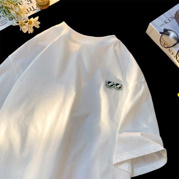 純棉短袖T恤男夏季oversize潮流設計感圓領半袖高街情侶休閑外套