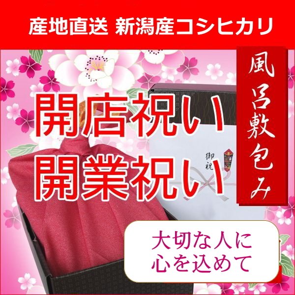 開店祝い 開業祝い 送料無料 米 コシヒカリ 3kg 風呂敷 ラッピング 熨斗無料