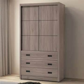 【綠活居】布魯里 時尚3.5尺推門六抽衣櫃/收納櫃(二色可選)-105x60.6x196cm免組