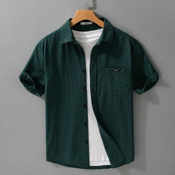 【巴黎精品】現貨+預購 男襯衫短袖上衣男日系寬鬆休閒襯衫男裝-夏日簡約套氣商務男上衣2色a1kq67