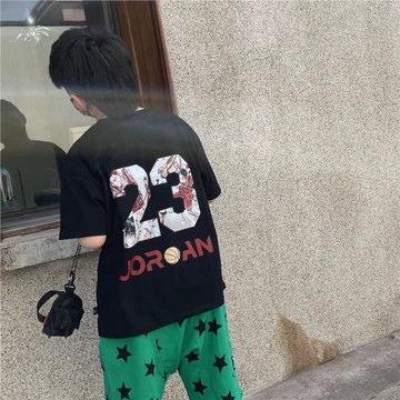 男童短袖T恤夏裝動漫灌籃高手短袖T恤兒童籃球上衣寶寶運動純棉潮