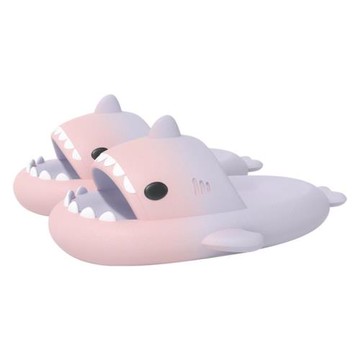 踩屎感漸變鯊魚拖鞋女可愛夏季室內家居家洗澡防滑情侶外穿涼拖男