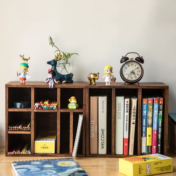 異麗實木桌面收納架書架手賬辦公多功能置物架木質畫筆彩鉛收納盒