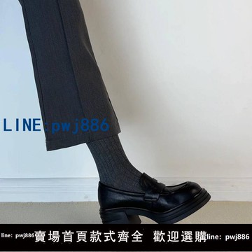 【店家補貼】羊皮版~英倫通勤厚底高跟樂福鞋女2025新款一腳蹬單鞋粗跟小皮鞋