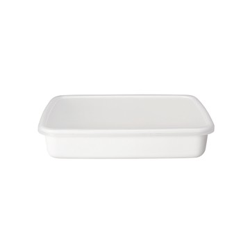 野田琺瑯 日本製長方型塑料蓋琺瑯保鮮盒/保存盒L-2400ml(淺型)