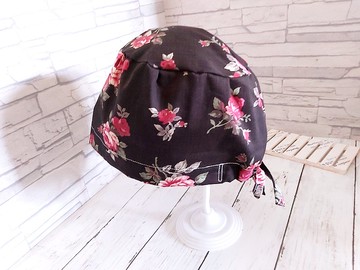 醫護雙層手術帽、工作帽、烘培帽  黑底紅玫瑰系列