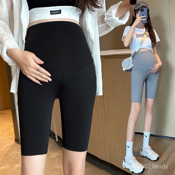 台灣出貨 孕婦瑜伽褲 夏季 五分 孕㛿打底褲 短褲 鯊魚瑜伽安全褲 芭比褲 薄款 外穿褲子 百搭褲 修身顯瘦 托腹芭比褲