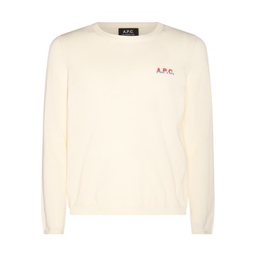 A.p.c. - Ecru And Rouge Cotton Sweater