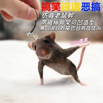 台現免運🛒 吱吱叫仿真老鼠乾 掛件 詼諧惡搞毛絨玩偶 有骨架 凹造型 無白邊 包包掛件 書包掛件 鑰匙圈 送禮 搞怪禮物
