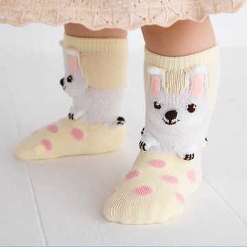 1212255 Animal Solid Socks Rabbit Pop-up Socks Made in Japan黃XS 9-12cm S 13-16cm