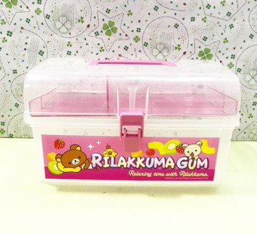【震撼精品百貨】Rilakkuma San-X 拉拉熊懶懶熊~拉拉熊塑膠雙層手提盒-粉#19359