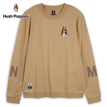 Hush Puppies T恤 男裝英文字印花刺繡狗長袖T恤