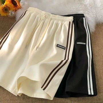 休閒褲女  五分褲  純棉夏季運動短褲女韓版寬鬆顯瘦百搭薄款闊腳休閒五分褲學生0713