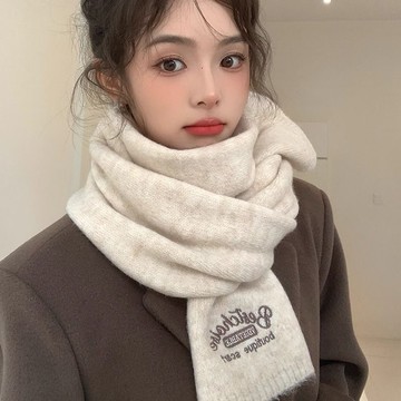 台灣出貨 美拉德針織圍巾女秋冬季2024新款韓版百搭高級感保暖學生咖色圍脖