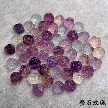 串珠系列-螢石玫瑰(Fluorite) 11-12MM-1顆 ~智慧之石、平衡與精進心智、電磁波防護 ?聖哲曼?