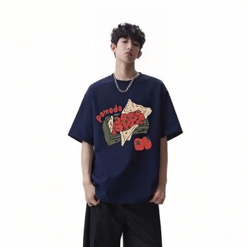 CHRY STUDIO趣味番茄印花T恤圓領夏季潮牌高街原創設計感情侶短袖