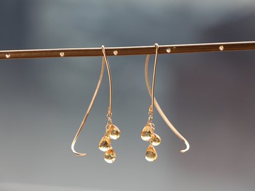 14KGF - 黃水晶 半彎造型耳環